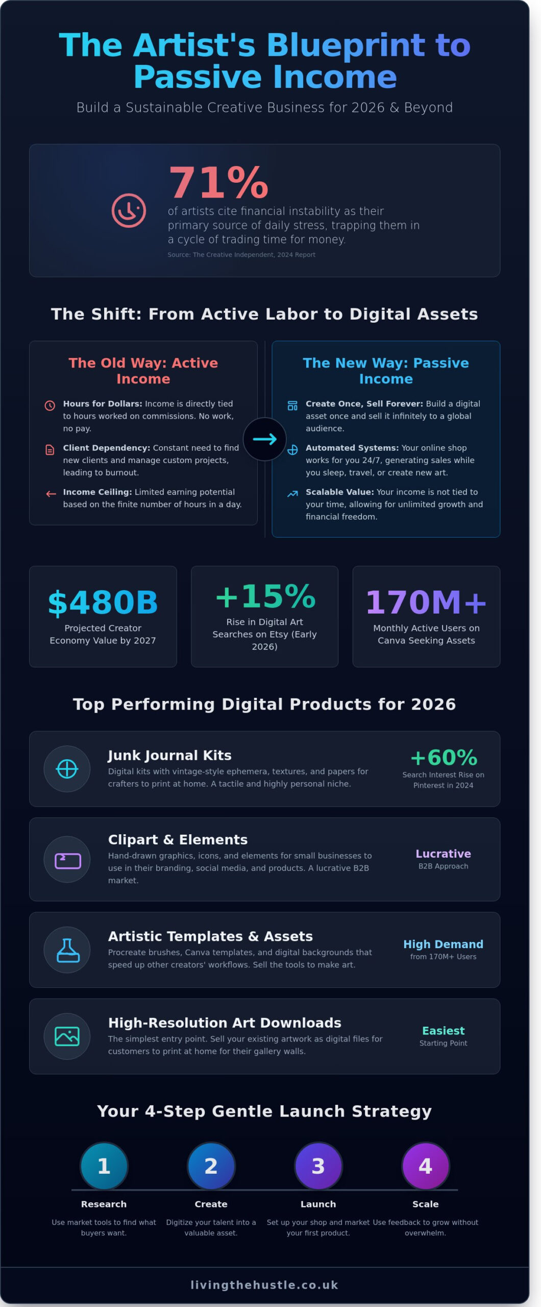 Passive Income for Artists: Build a Calm and Profitable Creative Business in 2026 - Infographic