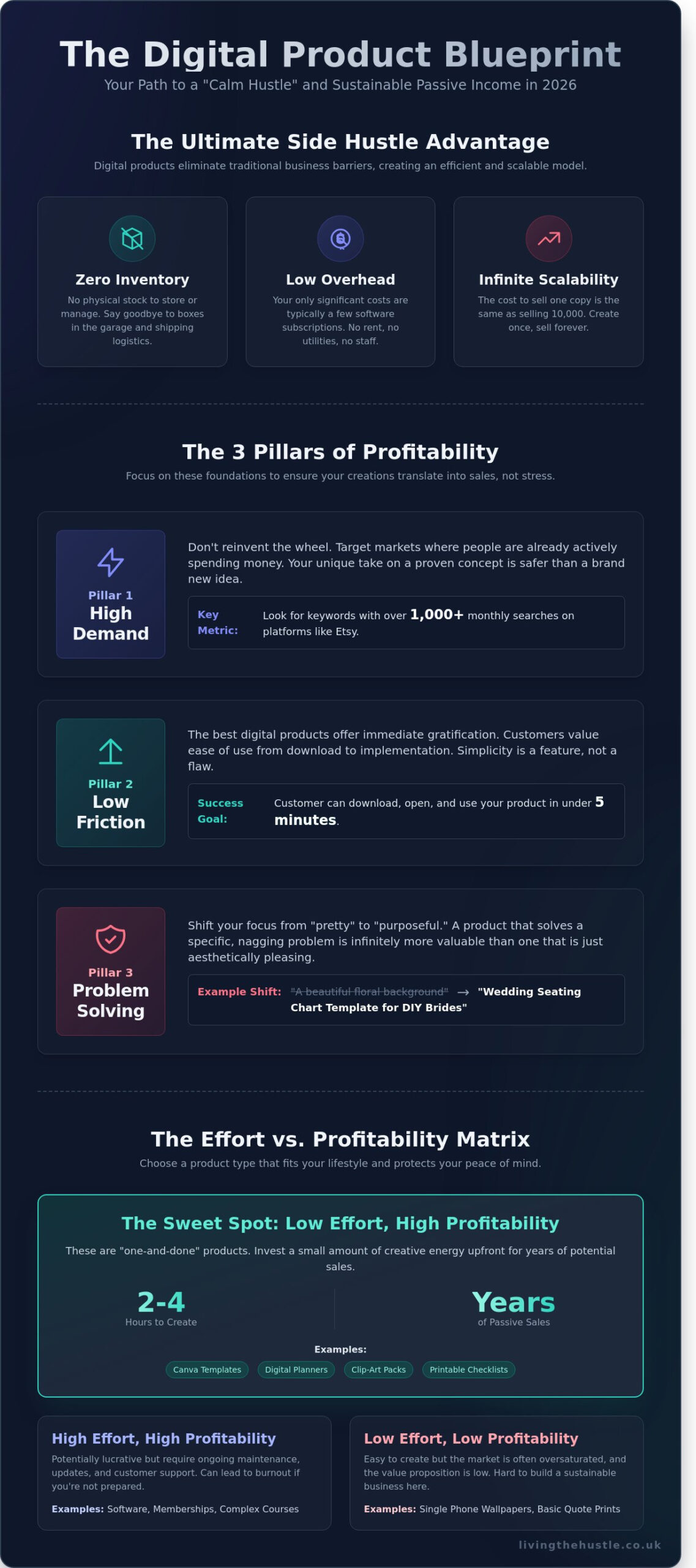 What Digital Products Sell Best? The 2026 Guide to Profitable Calm Hustling - Infographic